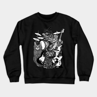 ROCK N ROLL CATS (Guitars, Bass, Drums) Cat Rock Band Crewneck Sweatshirt